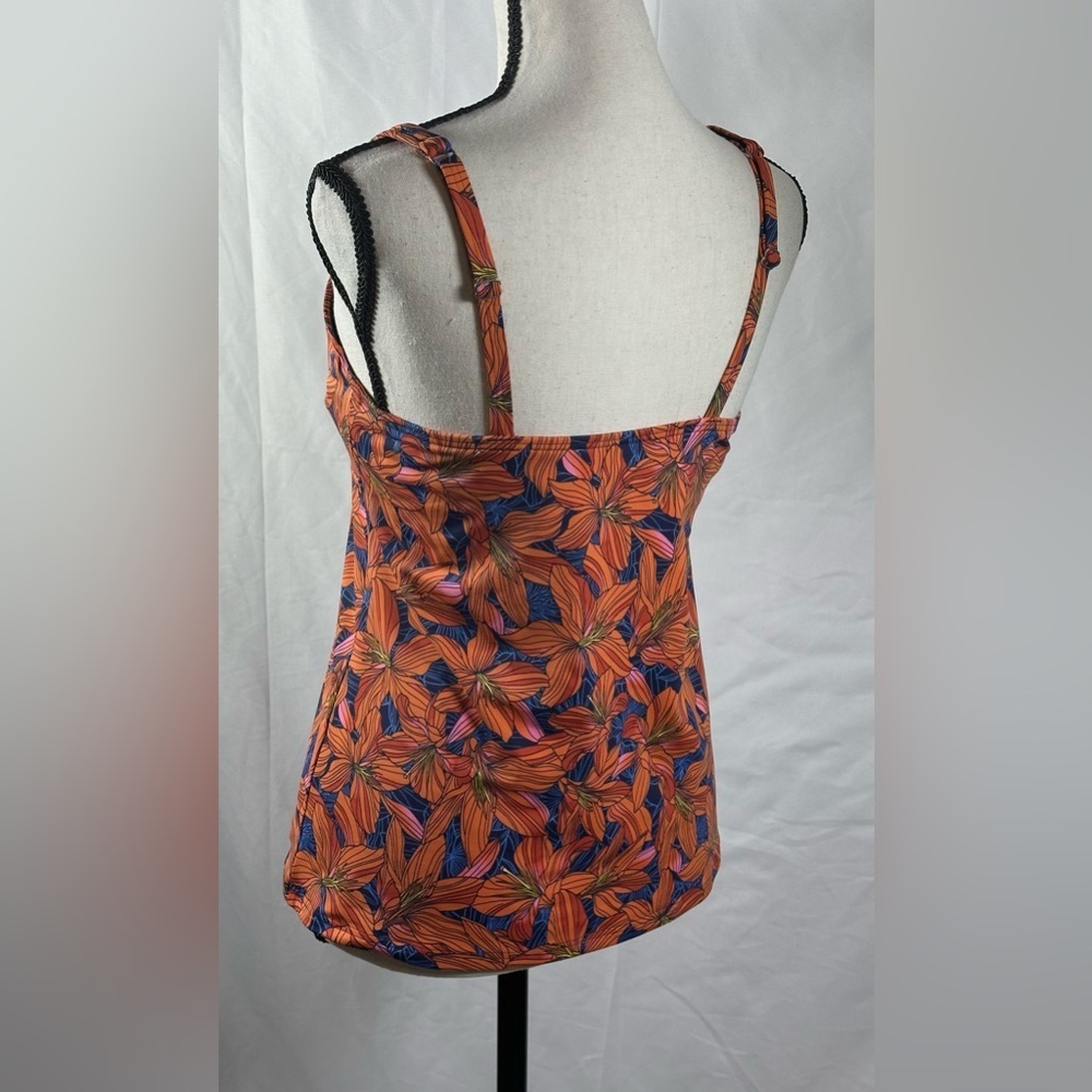 Lands' End Floral Tankini Top in Blue and 🍑 - Picture 9 of 12